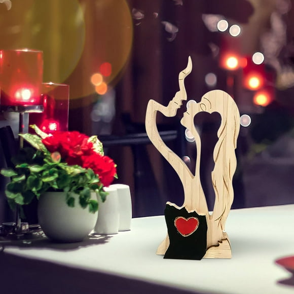 Chmadoxn Wooden Abstract Sculpture Statue Eternal Couple Statue Exquisite Decoration Couple's Decoration Home Decor Figurine Decoration abstract sculpture