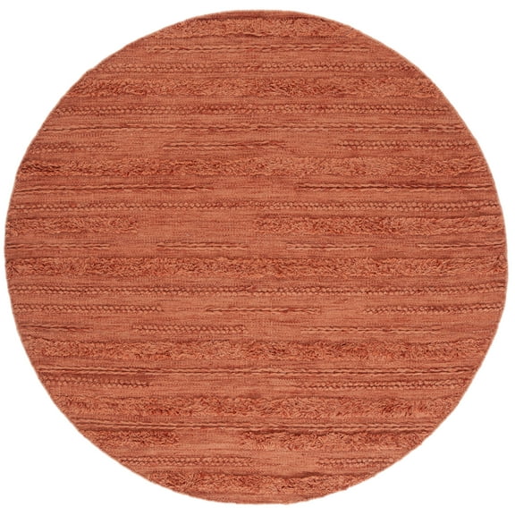 SAFAVIEH Vermont Zavanna Striped Area Rug, Rust/Orange, 6' x 6' Round