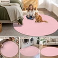 thumbnail image 5 of Soild Color 8FT Round Area Rugs for Living Room Pink Ultra-Thin Non-Slip Round Rugs Machine Washable Low Pile Circle Carpet for Bedroom Kitchen Nursery, 5 of 9