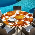 thumbnail image 6 of Thanksgiving Round Tablecloth, Fitted Table Cover with Elastic for 55"-60" Round Tables, Fall Orange Pumpkin Maple Leaves Farmhouse Table Cloth Outdoor Indoor Dinning Party Waterproof Tablecloths, 6 of 7