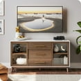 thumbnail image 4 of BELLEZE Modern Sideboard, Sideboard Buffet Cabinet with 3 Drawers & 2 Doors, Accent Cabinet for Dining Room, Hallway, Bedroom, or Kitchen - Troy (Brown), 4 of 7