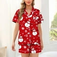 thumbnail image 2 of Wensltd Womens Plus Size Satin Pajamas Set Short Sleeve and Shorts Sleepwear Button Down Loungewear 2 Piece Pjs Set S-XXL, 2 of 5