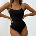 thumbnail image 2 of Sngxgn Women's Swimsuit Bathing Suit V Neck Ruffled Swimwear Adjustable Straps(Black,L), 2 of 6