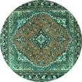 thumbnail image 1 of Ahgly Company Machine Washable Indoor Round Persian Turquoise Blue Traditional Area Rugs, 5' Round, 1 of 4