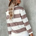 thumbnail image 4 of Women's Striped Long Sleeve Crew Neck T Shirts Casual Color Block Tee Tops Khaki XXL, 4 of 5
