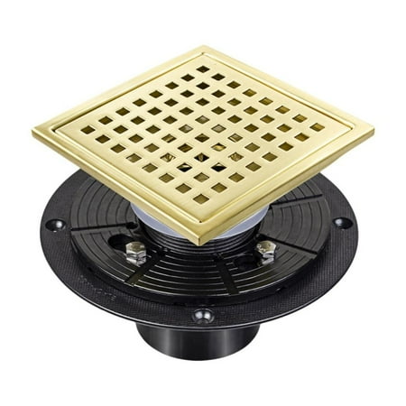 

4 Inch 6 Inch 304 Stainless Steel Square Shower Floor Drain With Flange Gold Antiodor Drainer With Filter Core Bathroom Hardwar