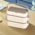 thumbnail image 4 of Boîte À Lunch En Acier Inoxydable,Compatible Micro-Ondes,Double Couche,Compartiments Multiples,Pour Enfants,École,Bureau,Rangement Facile,for Shelf Organization,PENDANE,Khaki, 4 of 8