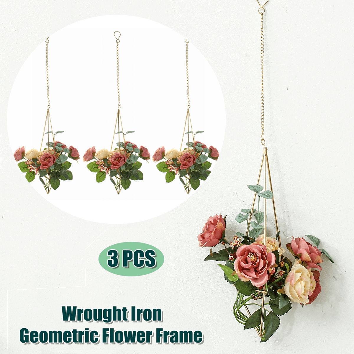 Geometric Hanging Air Plants Rack Holder Triangle Flower Container Home Decor