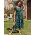 thumbnail image 3 of Vestido tipo camiseta Zeagoo para verano, casual, holgado, playa, hoja verde S, 3 of 6