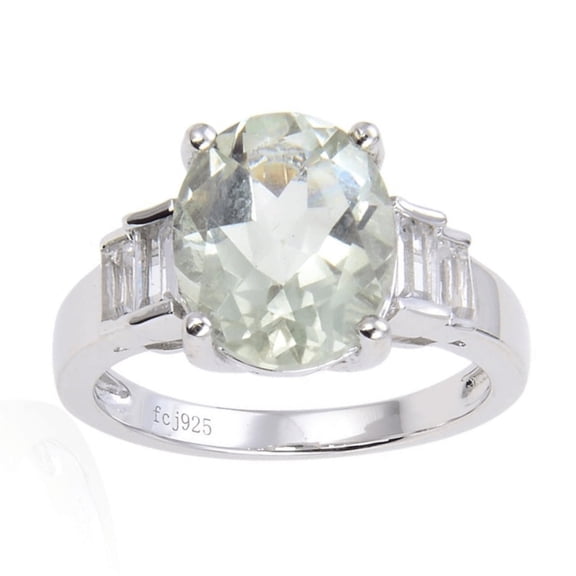 Fine Color Jewels Green Amethyst Ring 925 Sterling Silver 1.44 Ct Oval Gemstone February Birthstone Jewelry Women’s