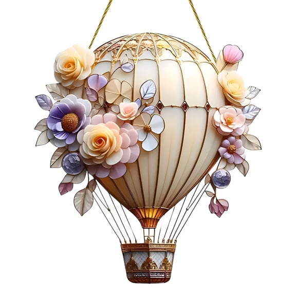 HIBIBUD Hot Air Balloon Solar Pendant With Flickering Flame Solar Hot Air Balloon Model Acrylic Outdoor Hanging For Garden Patio Porch Yard Party Hangs