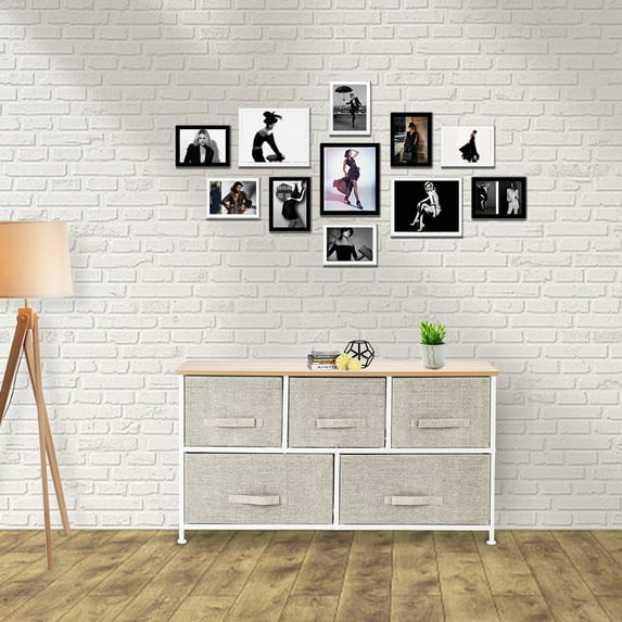 Topcobe 2-Tier Dresser Organizer, 5 Cube Fabric Dresser Tower for Bedroom/Hallway/Entryway