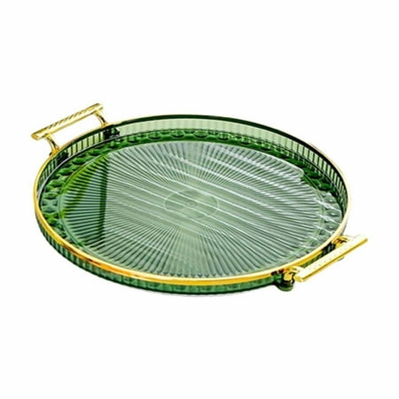 

Uutvmp Luxury Serving Tray with Handles Cosmetic Perfume Makeup Display Multifunction Decorative Decorative Tray Jewelry Tray for Living Room Green