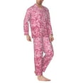 thumbnail image 2 of Vsdgher Pink Glitter Mens Pajama Set, Soft Warm Long Sleeve Sleepwear, Cozy Button-Down Pjs for Men-Medium, 2 of 7