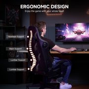 GTPLAYER Gaming Chair with Bluetooth Speakers Music Office Chair with Footrest PU Leather Recliner, Black