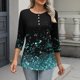thumbnail image 5 of TaTaai Daily Wear T-Shirt Soft Skin-Friendly Women's Fashion Printed Button Round Neck 3/4 Sleeve Loose Casual All Season Fashion Top Gift, 5 of 7