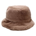 thumbnail image 1 of Gorro de invierno con forma de cubo para mujer y hombre, gorro de pescador de piel sintética esponjosa, estilo de Color sólido, 1 of 5