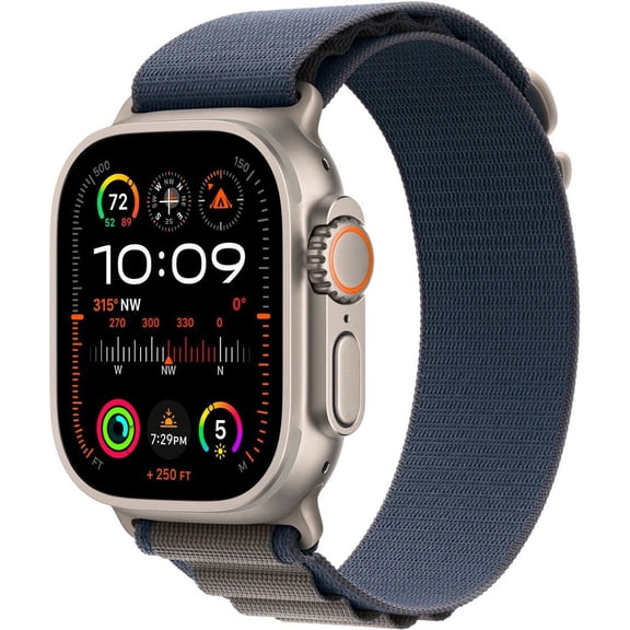 Restored Apple Watch Ultra 2 (GPS Cell) 49mm Titanium Case with Blue Alpine Loop - Small (Refurbished)