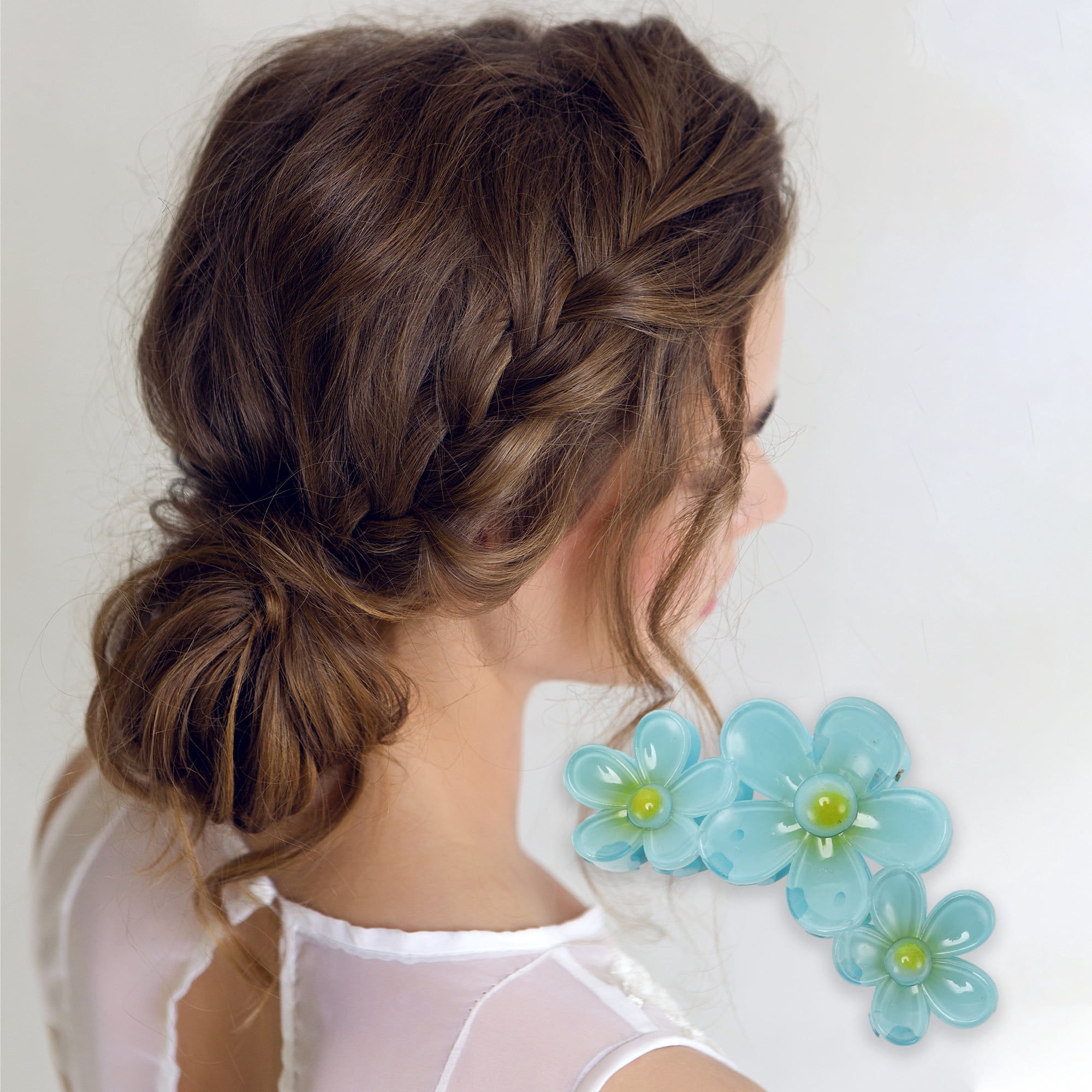 Unique Bargains Flower Hairdo Clip 1 Piece 4.33" x 2.56" x 1.89" Blue