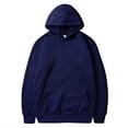 thumbnail image 4 of Godokuleh Men Cotton Fleece Hooded Sweatshirt Casual Long Sleeve Hoodies Pullover Fashion Drawstring Hoodie with Pocket Navy L, 4 of 5