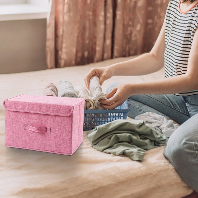 Collapsible Storage Containers,Clothing Storage Containers Cotton and Linen Cloth Covered Storage Box Clothing and Debris Storage Artifacts Household Daily Collapsible Washing Box