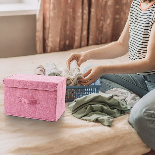 Yhmxh Organizadores y almacenamiento Caja de almacenamiento plegable con cubierta de tela de algodón y lino para guardar ropa y escombros, ideal para el lavado diario del hogar.