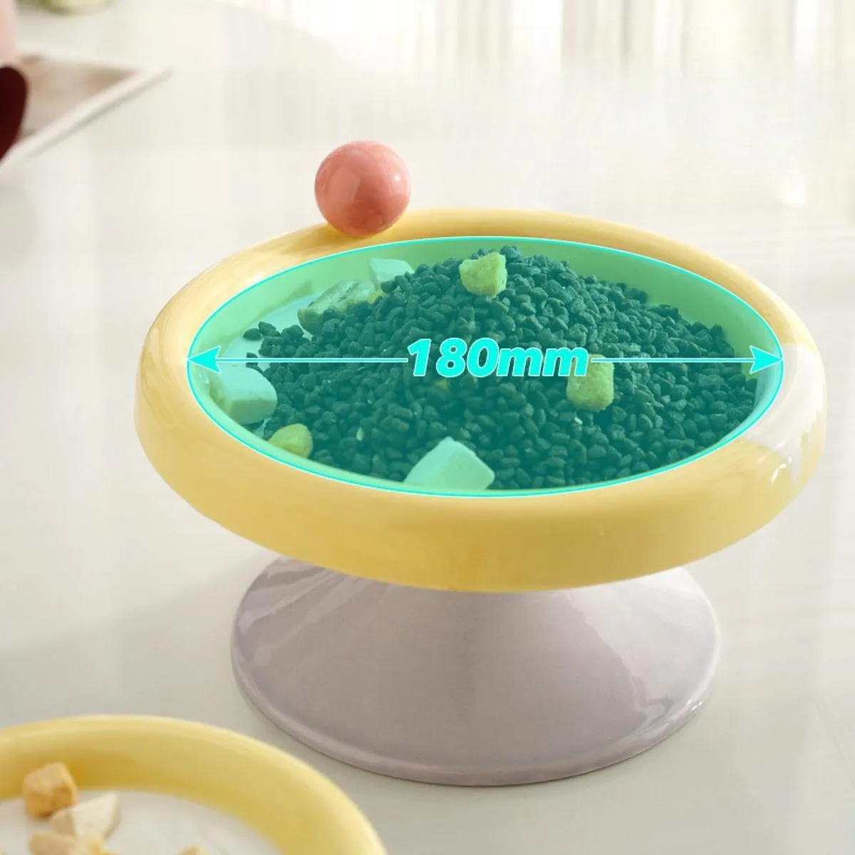 Fairela Elevated Ceramic Cat Bowl, Anti-Slip Raised Pet Feeder, Ice Cream Style Design, Yellow