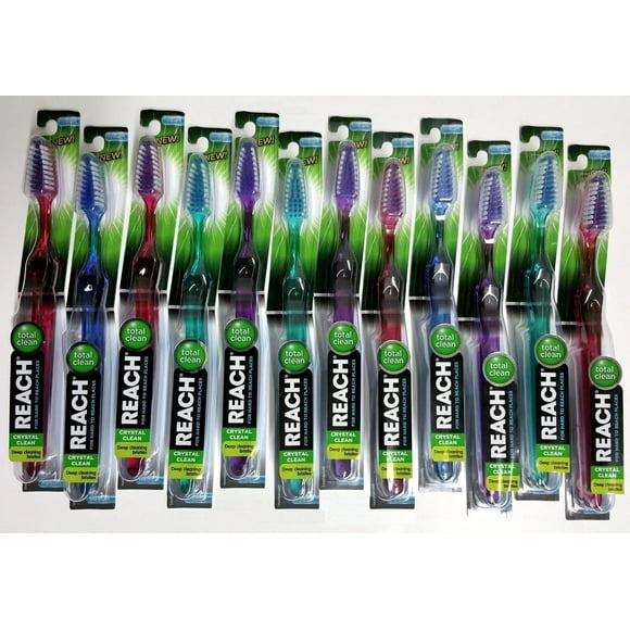 Reach Crystal Clean Full Head Medium Toothbrushes, 6 Count