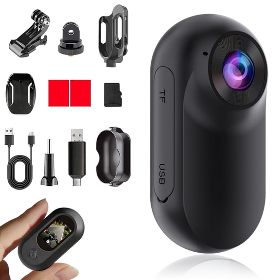 Mini Body Camera 1080P, Thumb Size Wearable Helmet Camera, Clip On Action Cam, Body Cam for Cycling Travel Sports(Matte Black)