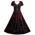 thumbnail image 5 of KICILVS Gothic Clothes For Women Tie Dye Rose And Spiderweb Print Flowing V Neck Long Maxi Dress Halloween Cosplay Gothic Party Dress, 5 of 5