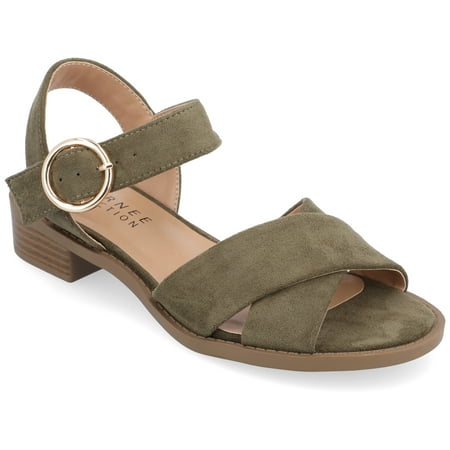 

Journee Collection Womens Cressida Crisscross Strap Stacked Heel Sandals