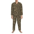 thumbnail image 3 of Honeii Leopard Print-1 Pattern Mens Pajamas Set,2pcs Men's Lounge Long Sleeve Sleep Shirt and Pajama Bottoms Sleepwear Set,Mens Pjs Sets-Medium, 3 of 7