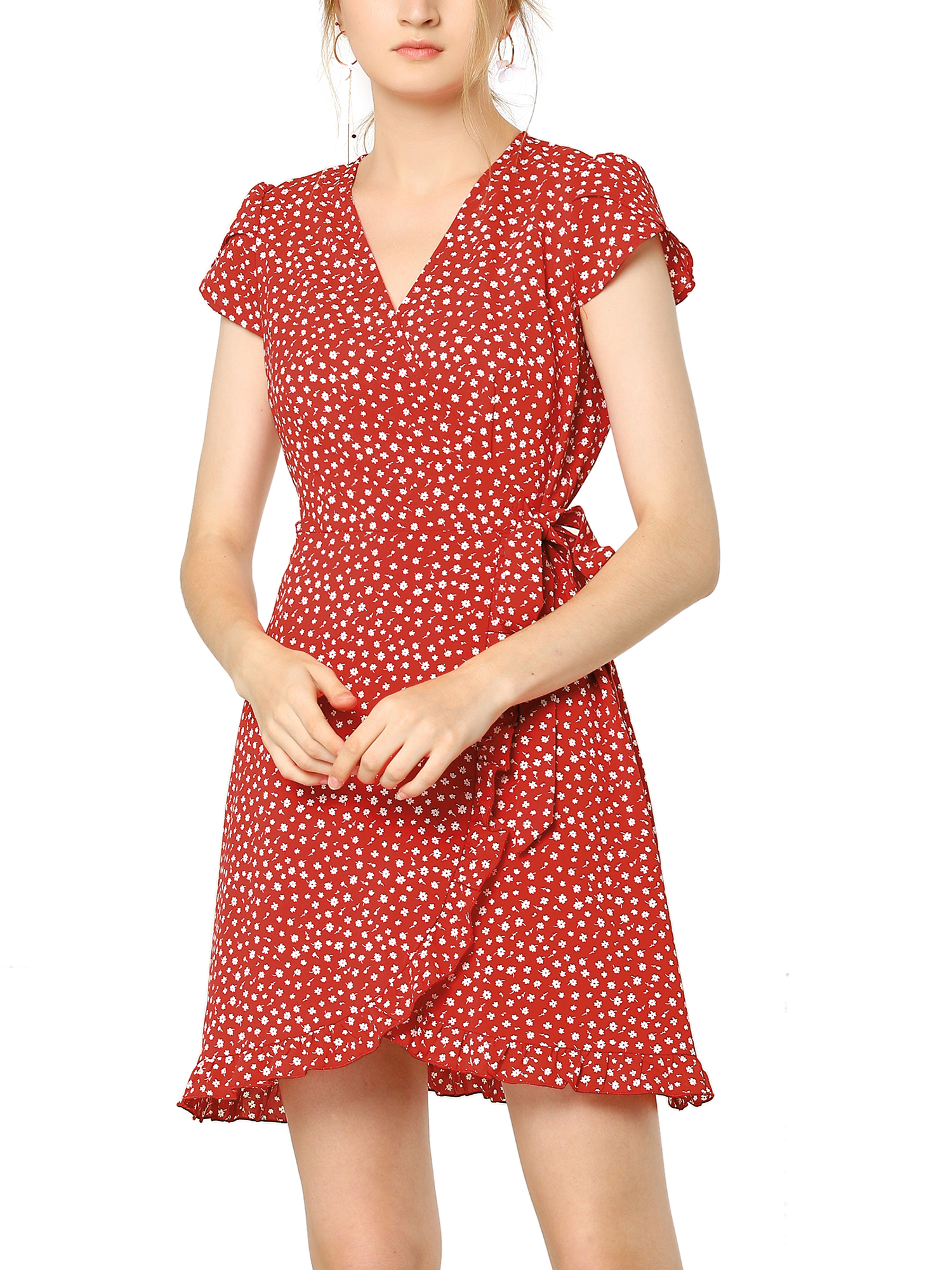 chiffon wrap dress short