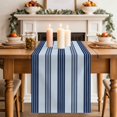 thumbnail image 2 of Navy Stripes Short Table Runner 48 Inches Long,Classic Minimalist Geometric Lines Art Cotton Linen Table Runners Dresser Scarves,Fabric Tabletop Scarf Furniture Cover for Home Dinner Party 13"x48", 2 of 9