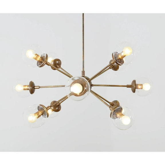 Modern Brass 12 Globe Sputnik Chandelier Light Fixture - Sputnik Starburst Chandelier