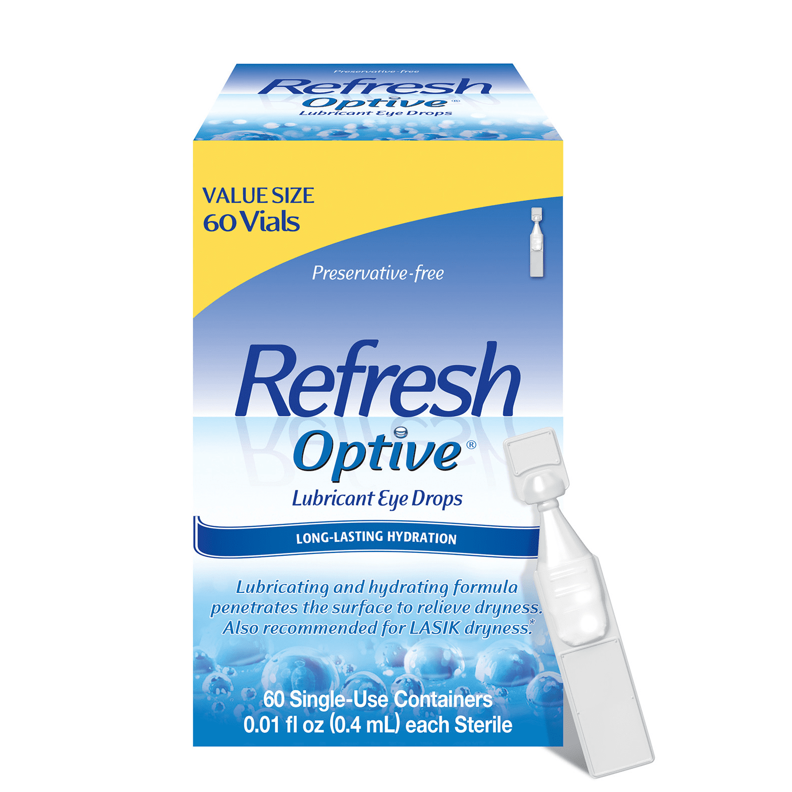 Refresh Optive Lubricant Eye Drops Non-Preserved Tears, 60 Single-Use Containers, 0.4 mL