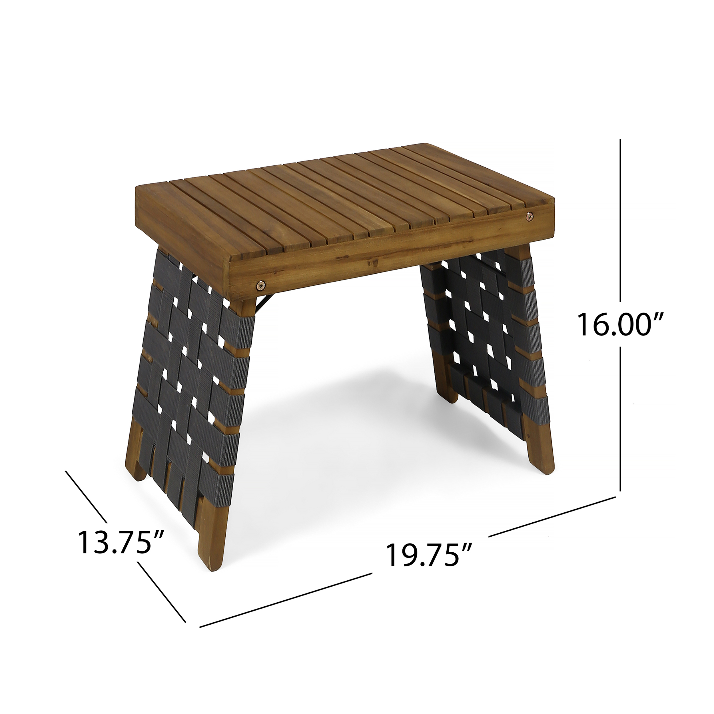 Bezalel Outdoor Acacia Wood Foldable Side Table, Brown Patina and Gray - image 2 of 5