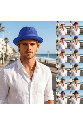 Summer Breathable Mesh Pork Pie Hat for Men Women , Lightweight Packable Sun Protection Beach Outdoor Jazz Cap, Classic Bowler Hat Travel Party