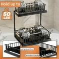 thumbnail image 3 of 2-Tier Sliding Under Sink Organizers and Storage, Rustproof Metal Pull Out Cabinet Organizer with Wooden Handle, Multi-Use Under Sink Storage for Kitchen Bathroom, 3 of 5