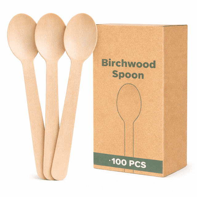 Disposable Wooden Spoons, Biodegradable, Eco Friendly for Restaurant, Outdoors, Parties, and Events, 100 pcs Wooden Disposable Spoons, Best for takeouts