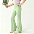 thumbnail image 6 of Nilvkv Girls Flare Pants, Leggings for Girls, Ice Silk Solid Bell Bottoms with Elastic Waist for Summer Casual Wear Green 5-6 Years, 6 of 8