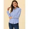 thumbnail image 2 of DARING DIVA Women's Button Down Long Sleeve Vertical Stripes Shirt M Blue, 2 of 6