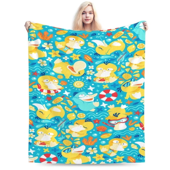 Psyduck Boys Girls Blanket Super Soft Cozy Warm Plush Throw Blanket, Lightweight Fuzzy Flannel Blankets for Couch Sofa Bed Travel and Camping Gifts 50"X40"