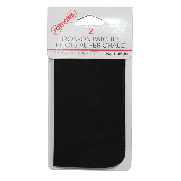 2 Iron On Repair Patches Mends fabric Black 5