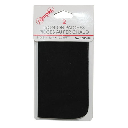 2 Iron On Repair Patches Mends fabric Black 5