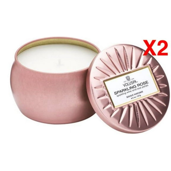 Voluspa 256663 4.5 oz Mini Tin Candle, Sparkling Rose