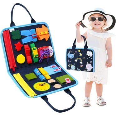 Busy Board Montessori Toys for 1 2 3 4 Year Old Boys Girls, Sensory Toys for Toddlers Preschool Activities Educational Toy Learning Basic Dress Skills