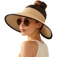 thumbnail image 6 of Sun Visor Hats for Women Wide Brim Straw Beach Hat Ponytail Open Top Packable Sun Hat Women Foldable Summer Travel Beach Hats for Women, 6 of 11