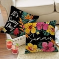 thumbnail image 2 of Summer Vibes Only Hibiscus Flower Decorative Throw Pillow Covers 18 x 18 Set of 4, It''s Sunny Day Tropical Floral Black Porch Outdoor Home Decor, Hawaii Palm Leaves Seasonal Couch Cushion Case, 2 of 6