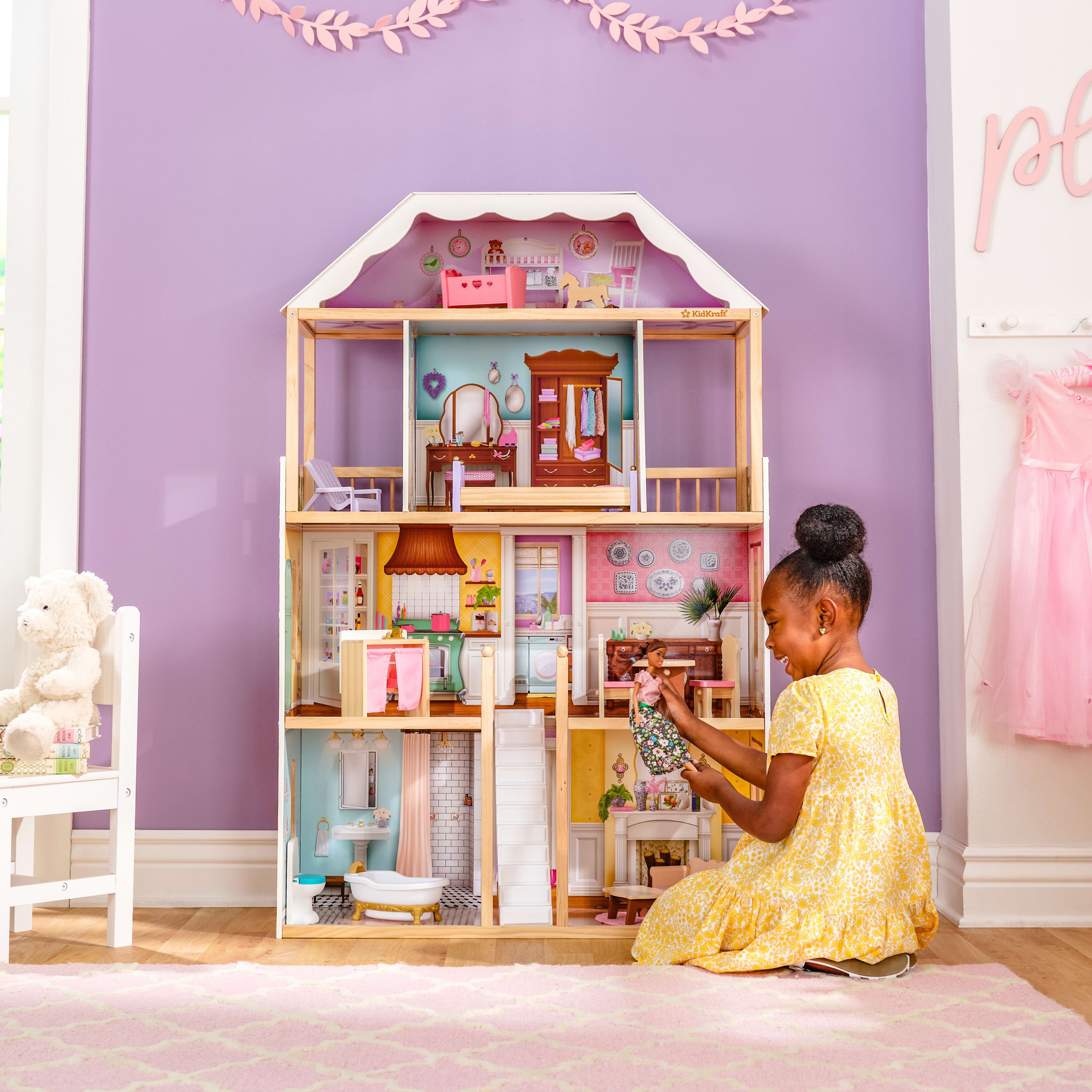 KidKraft Charlotte Classic Wooden Dollhouse with 14 Accessories 